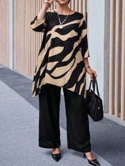 Summer Women's Plus-size Casual Straight-leg Pants Sets