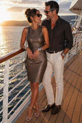 Bronze Brown Bodycon Dress
