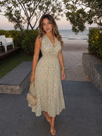 Pastel Green Floral Maxi Dress