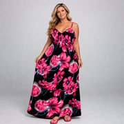 Strappy Maxi Dress with V Frilled Top