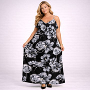 Strappy Maxi Dress with V Frilled Top
