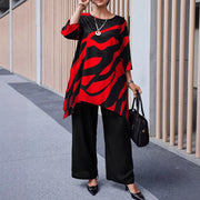 Summer Women's Plus-size Casual Straight-leg Pants Sets