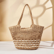 Hollow Pattern Straw Handbag Beach Shoulder Woven Bag