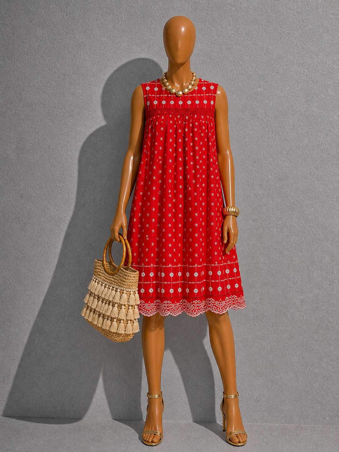 Red Floral Dirtsy Print Dress