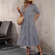Bubble-sleeve Crew-neck Loose-fit Dubai Dress