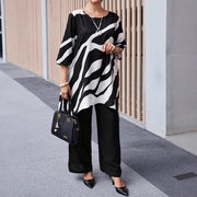 Summer Women's Plus-size Casual Straight-leg Pants Sets