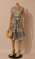 Dorothy Perkins yellow black stripe knee length dress