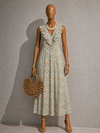 Pastel Green Floral Maxi Dress