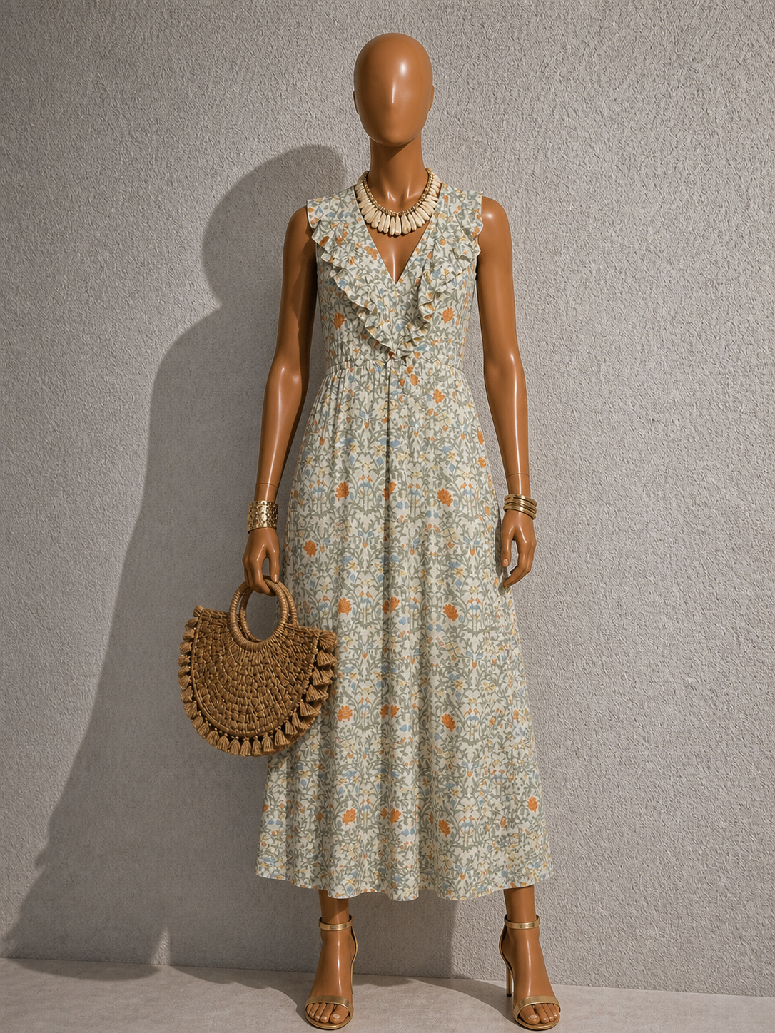 Pastel Green Floral Maxi Dress
