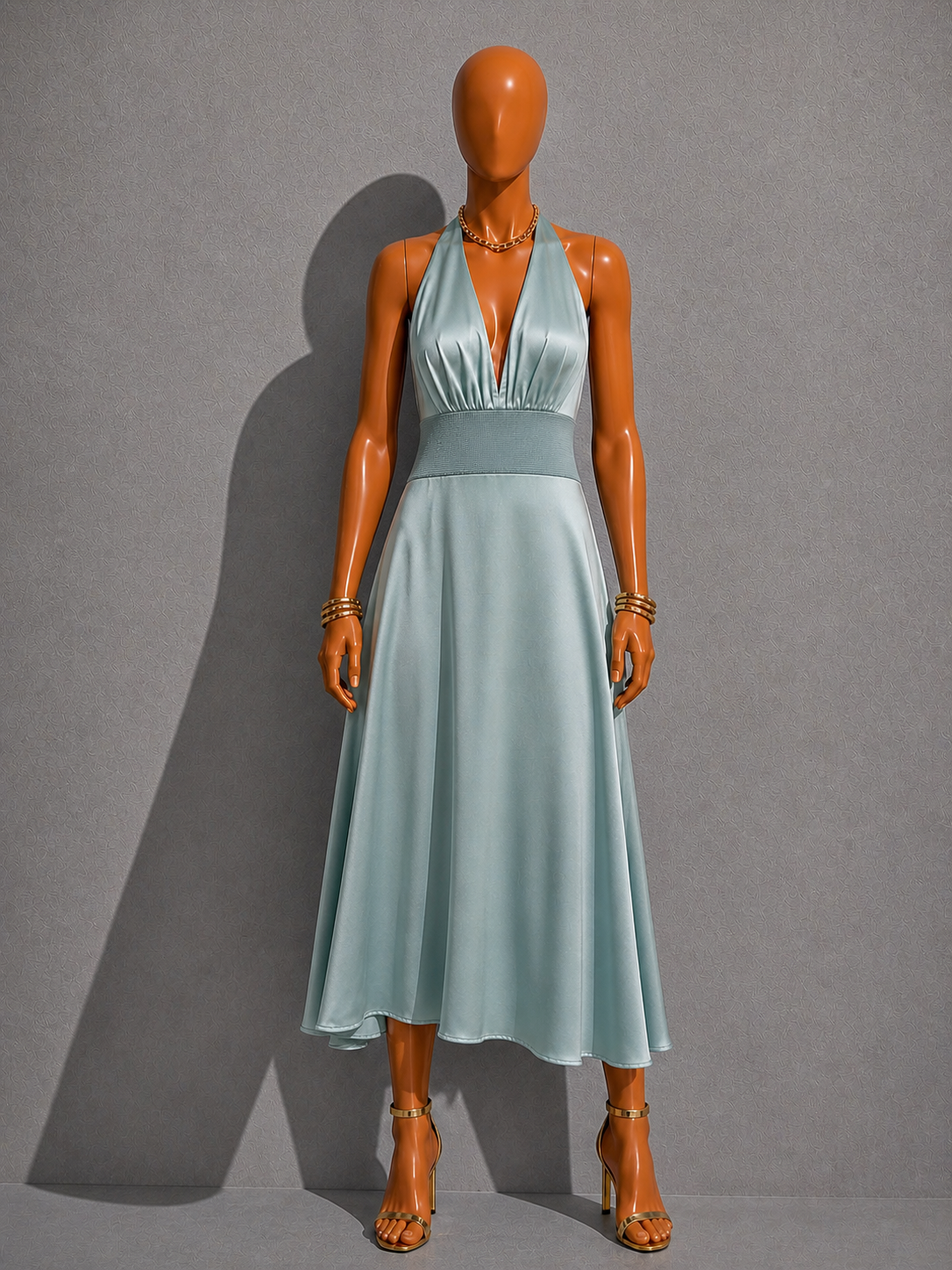 Sage Green Midi Halter Occasion Dress