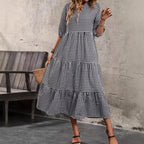 Bubble-sleeve Crew-neck Loose-fit Dubai Dress