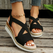 Women's Cross-Strap Platform Wedge Sandals | Summer Hemp Heel Gladiator Shoes