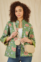 Yumi Beige Quilted Camera Bag With Cross Body Woven Strap