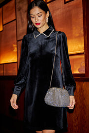 Yumi Silver Rhinestone Clutch Bag