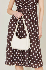 Yumi Ivory Shoulder Scoop Bag With Buckle
