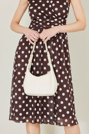 Yumi Ivory Shoulder Scoop Bag With Buckle