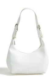 Yumi Ivory Shoulder Scoop Bag With Buckle