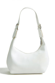 Yumi Ivory Shoulder Scoop Bag With Buckle