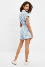 Louche Addie Picnic Check Playsuit In Blue