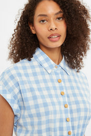Louche Addie Picnic Check Playsuit In Blue