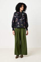 Aditi Flower Press Print Tie Neck Blouse - Multi Colour
