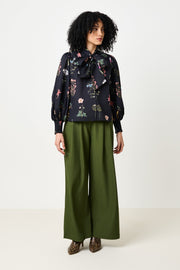 Aditi Flower Press Print Tie Neck Blouse - Multi Colour