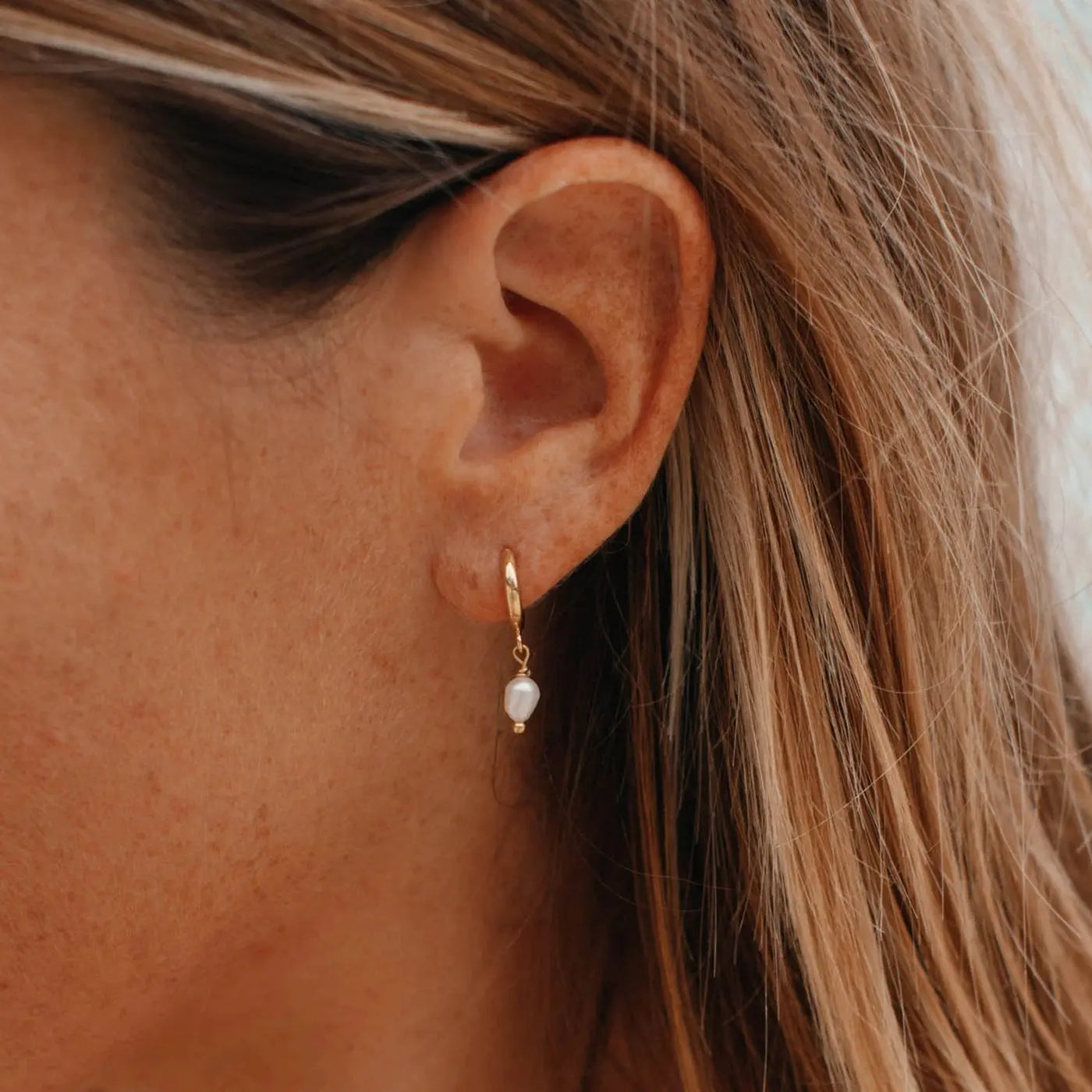 Freshwater Pearl Hoop Earrings