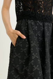 Belita Bow Black Jacquard Midi Skirt