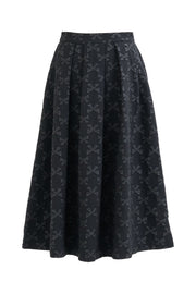 Belita Bow Black Jacquard Midi Skirt