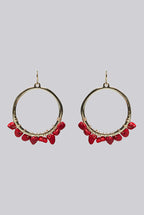 Louche Bernie Hoop With Red Stone - Gold