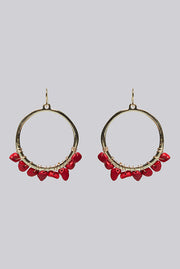 Louche Bernie Hoop With Red Stone - Gold