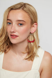 Louche Bernie Hoop With Red Stone - Gold
