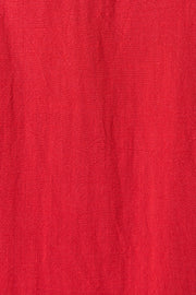 Reese Linen Mix Button Through Midi Shirt Dress - Red