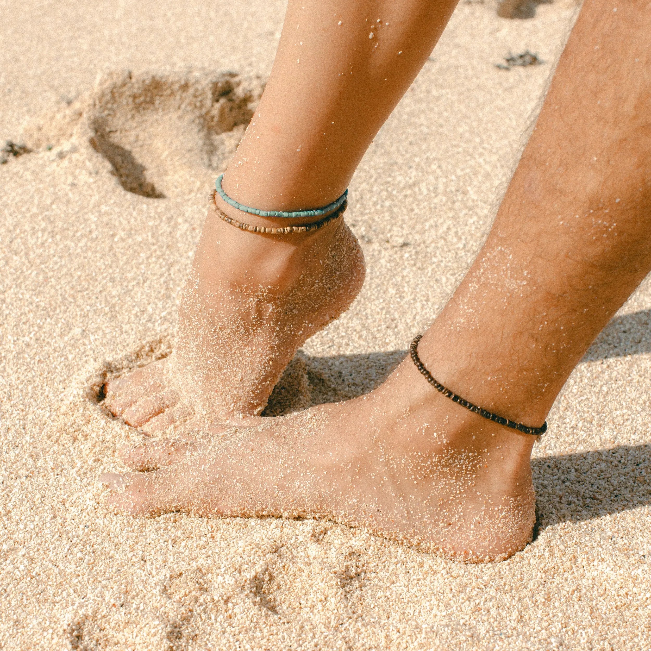 Coconut Wood Beach Anklet Set
