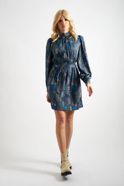 Collyn Geo City Print Long Sleeve Mini Dress