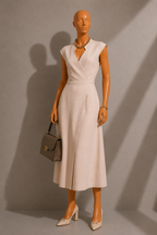 Urbain Satin Back Crepe Wrap Midi Dress - Camel