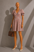 Solyne Strawberry Fields Print Frill V-Neck Mini Dress