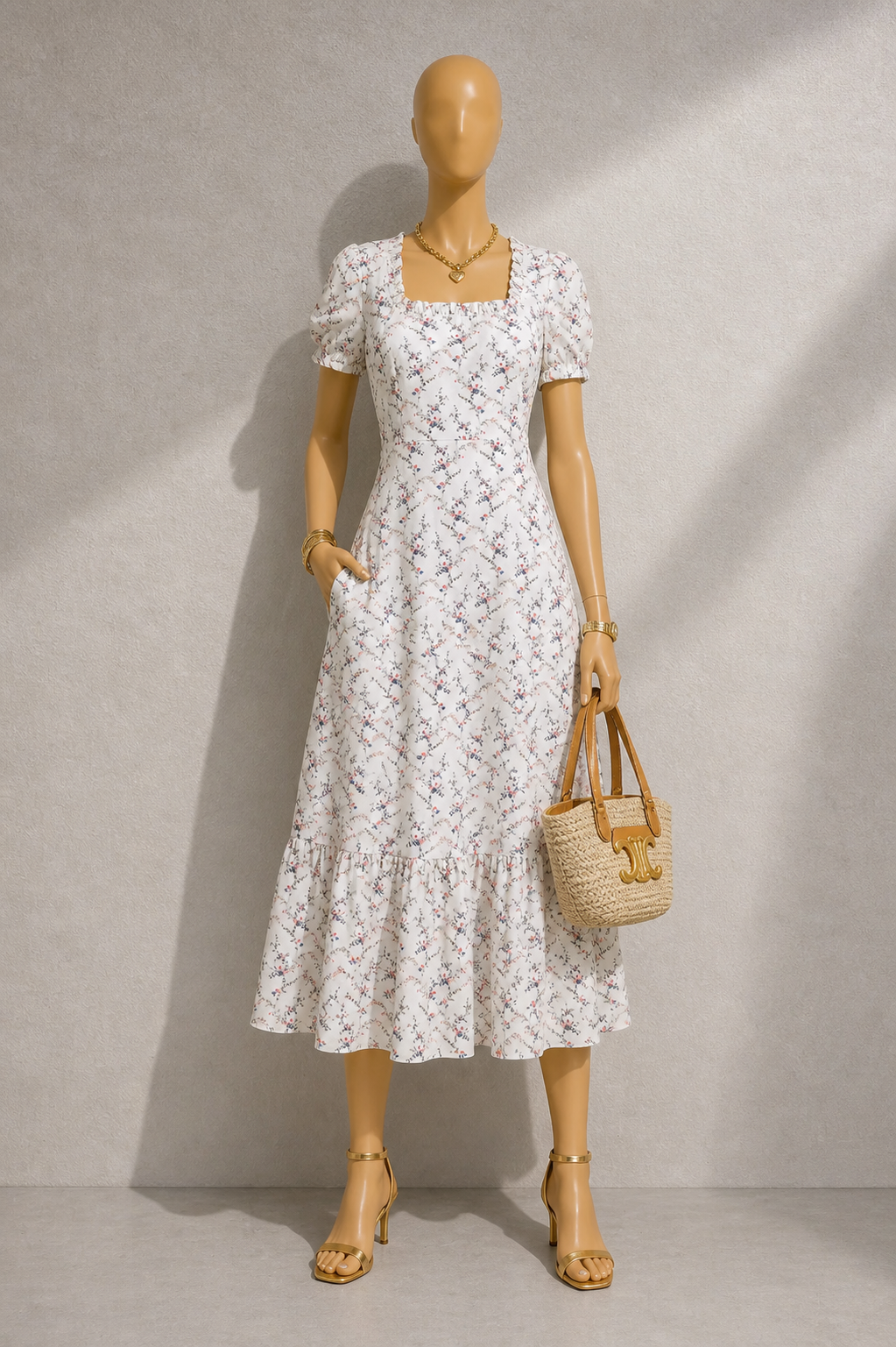 Elois Regency Print Empire Waist Midaxi Dress