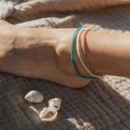 Ka'anapali Frosted Glass Beaded Anklet Set
