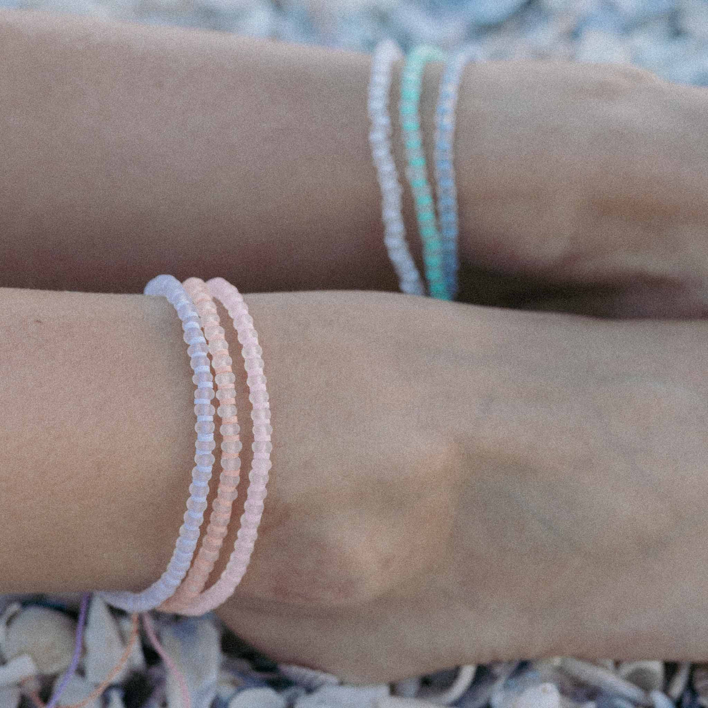 Marley Glass Beaded Anklet Set