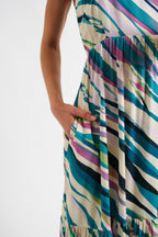 Jema Diagonal Wave Print Midi Sundress