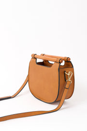 Louche Jones Wooden Handle Saddle Crossbody Tan