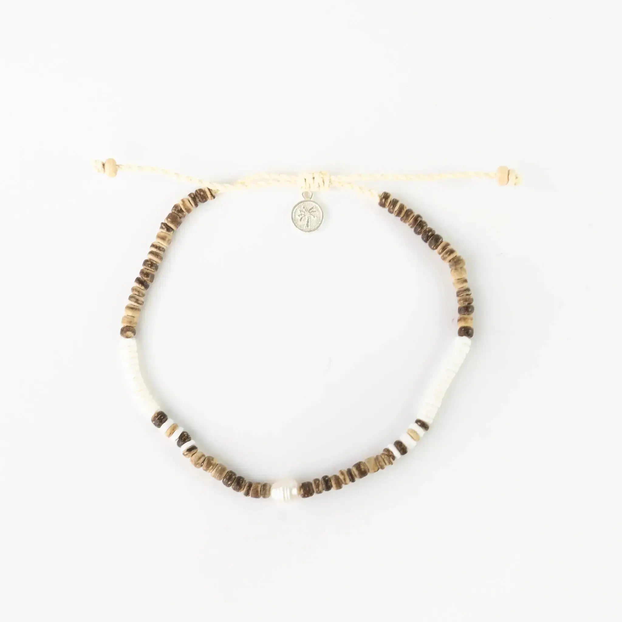 Kauai Puka Shell, Wood & Pearl Anklet