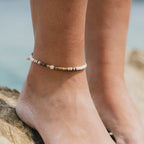 Kauai Puka Shell, Wood & Pearl Anklet