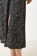 Kiyo Black Geo 11 Printed Midi Skirt