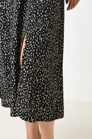 Kiyo Black Geo 11 Printed Midi Skirt