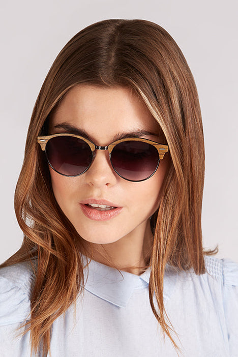 Louche Katy Light Brown Wood Sunglasses Light Brown