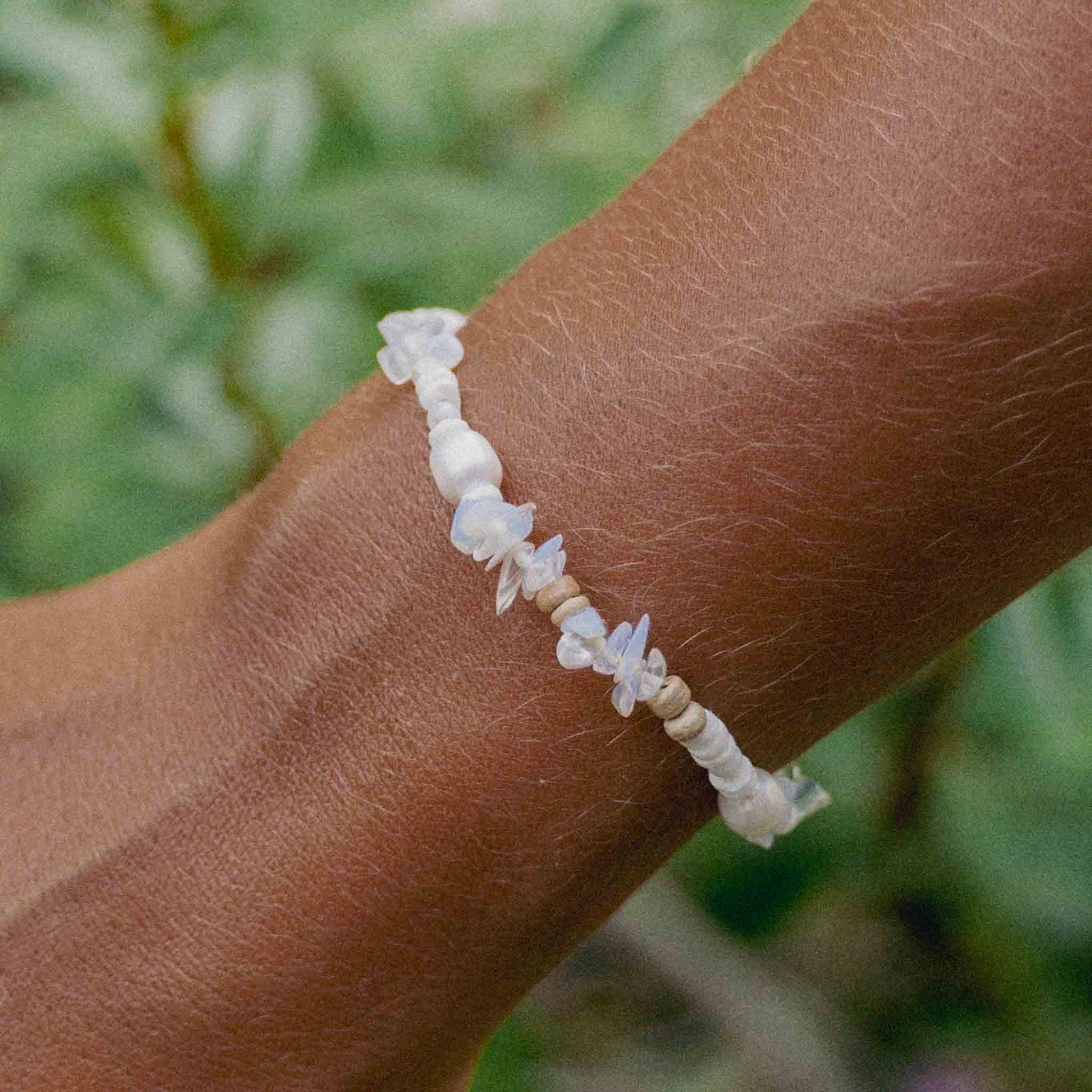 Love is Here Natural Stone, Pearl & Shell Bracelet
