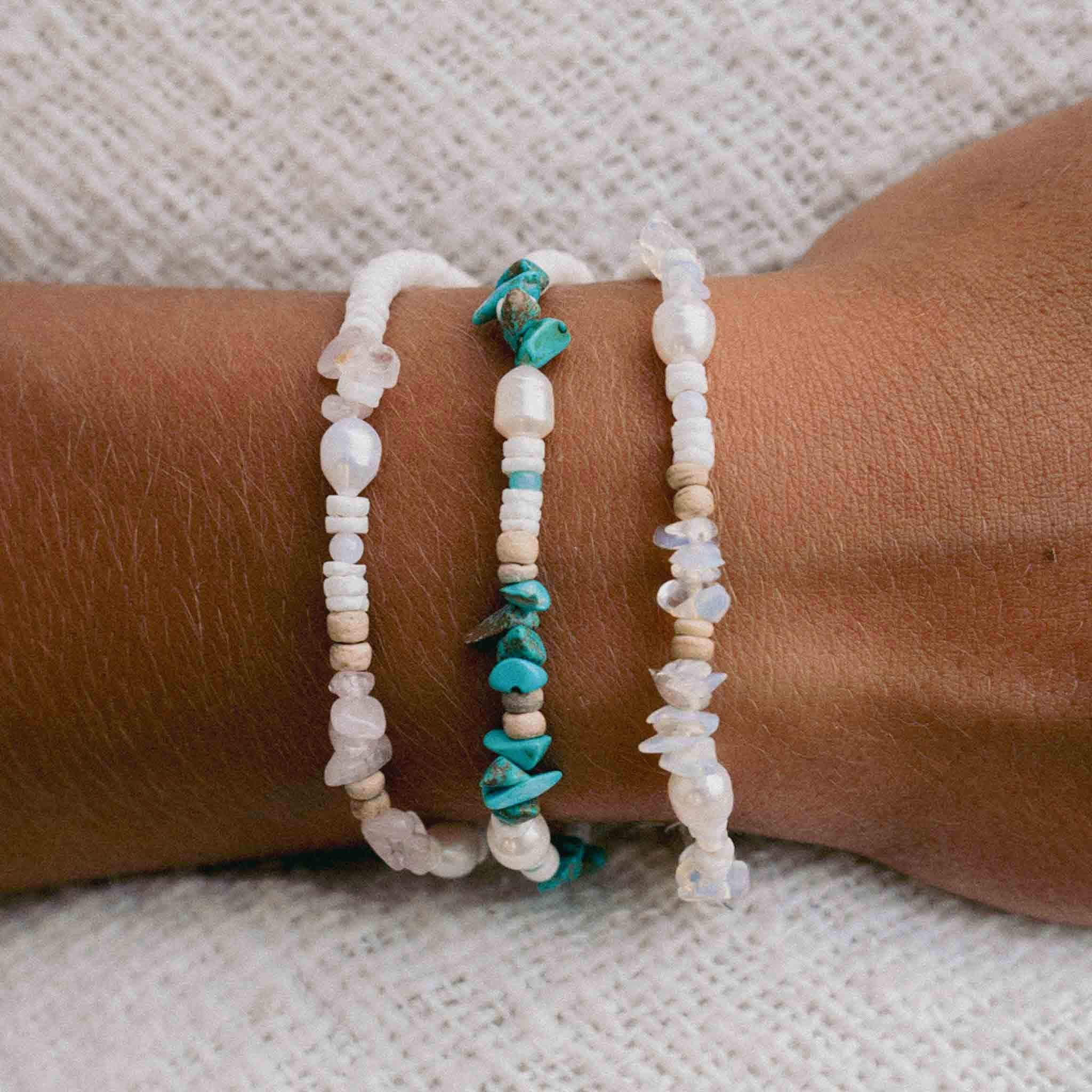 Love is Here Natural Stone, Pearl & Shell Bracelet