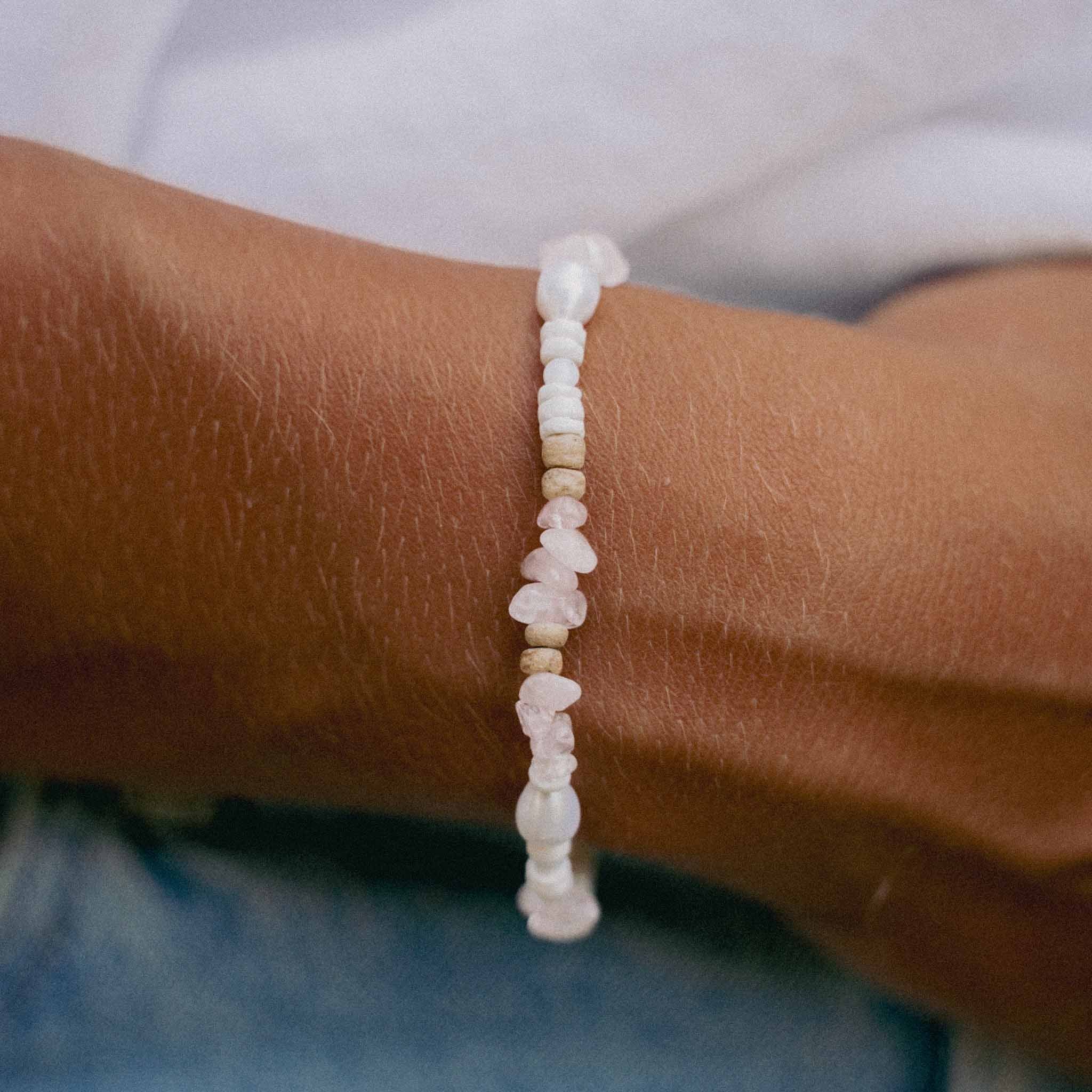 Love is Here Natural Stone, Pearl & Shell Bracelet